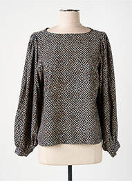 Blouse imprimé fantaisie manches longues noir JANIS & JOHN femme
