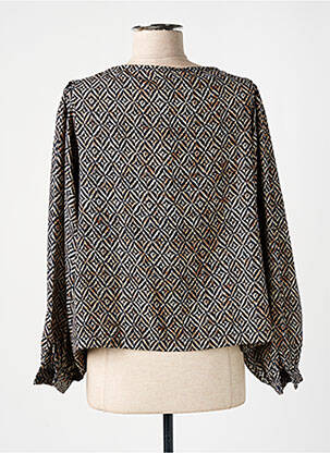 Blouse imprimé fantaisie manches longues noir JANIS & JOHN femme