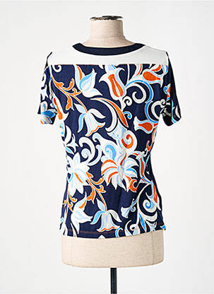 T-shirt col v manches courtes bleu GUY DUBOUIS femme