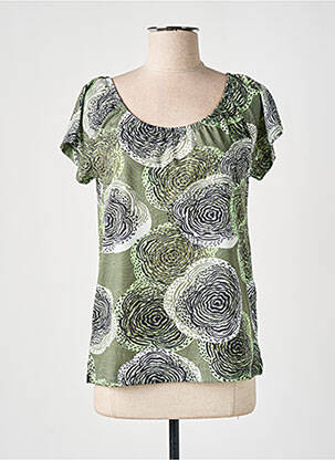 T-shirt imprimé fantaisie manches courtes vert GUY DUBOUIS femme