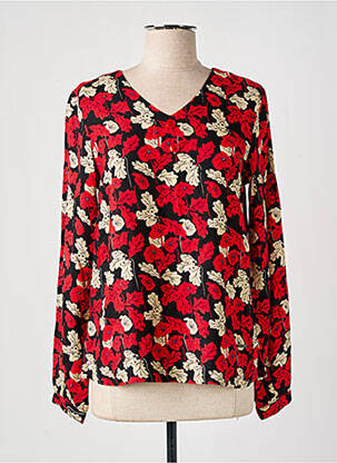 Blouse tissage popeline manches longues rouge AGATHE & LOUISE femme