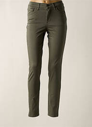 Pantalon slim tissage popeline taille haute vert LCDN femme