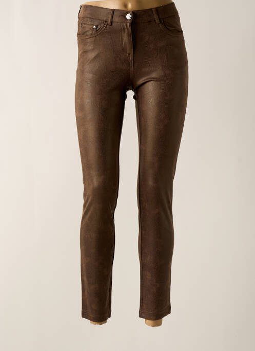 Pantalon 7/8 stretch taille normale marron LCDN femme