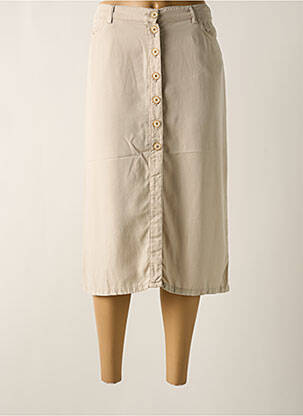Jupe mi-longue taille normale beige LCDN femme