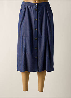 Jupe mi-longue coupe évasée bleu GUY DUBOUIS femme