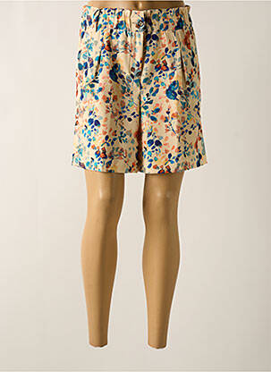 Short fermeture zippée sous rabat boutonné taille haute jaune LCDN femme