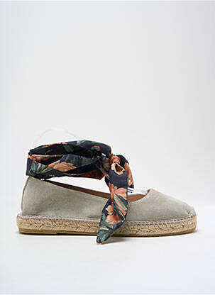 Espadrilles tissage satiné talon plat jusqu'à 3cm vert GAIMO femme