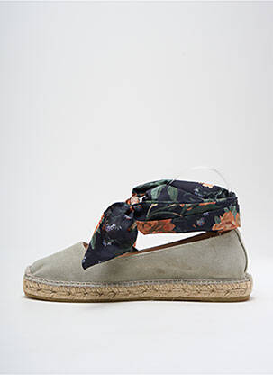 Espadrilles tissage satiné talon plat jusqu'à 3cm vert GAIMO femme