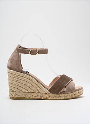 Espadrilles nubuck talon de 7 à 9cm marron GAIMO femme