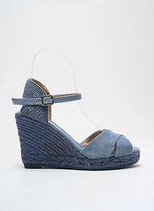 Espadrilles tissage satiné talon de 7 à 9cm bleu GAIMO femme