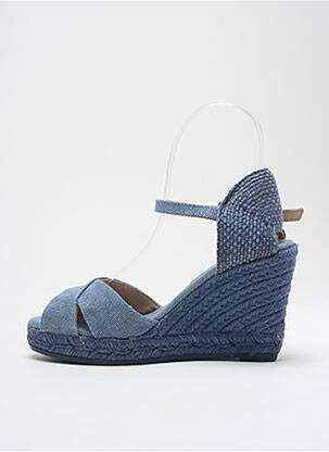 Espadrilles tissage satiné talon de 7 à 9cm bleu GAIMO femme