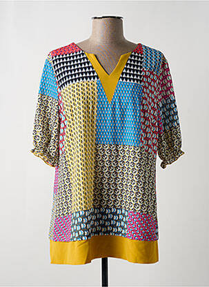 Tunique manches longues tissage crêpe jaune HALOGENE femme