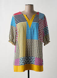 Tunique manches longues tissage crêpe jaune HALOGENE femme