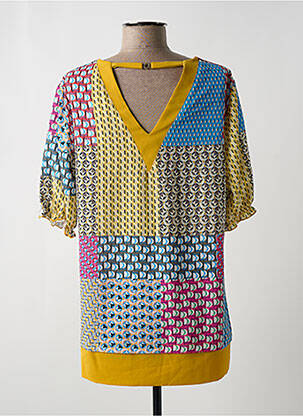 Tunique manches longues tissage crêpe jaune HALOGENE femme