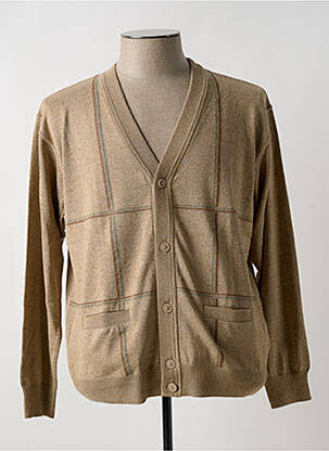 Gilet manches longues col v beige EASYLINE homme