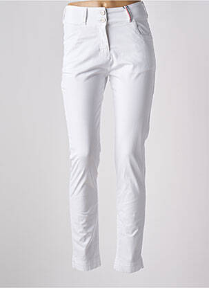Pantalon slim tissage popeline taille haute blanc DELAHAYE femme