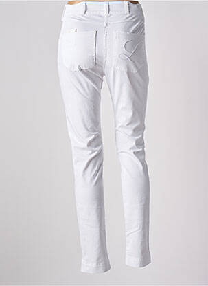 Pantalon slim tissage popeline taille haute blanc DELAHAYE femme