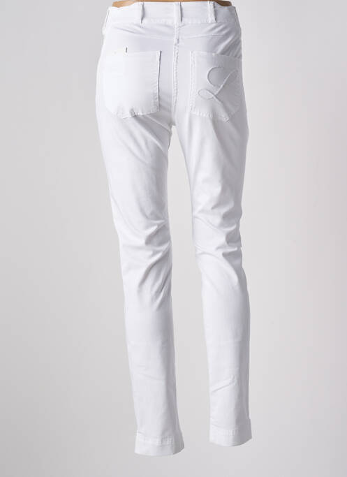Pantalon slim tissage popeline taille haute blanc DELAHAYE femme