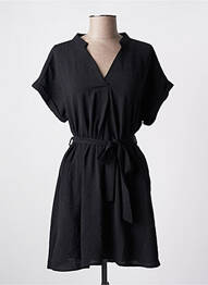 Robe mi-longue coupe fluide manches courtes noir KILKY femme