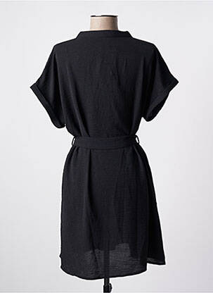 Robe mi-longue coupe fluide manches courtes noir KILKY femme