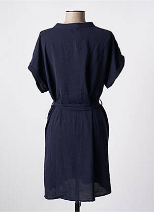 Robe mi-longue coupe fluide manches courtes bleu KILKY femme