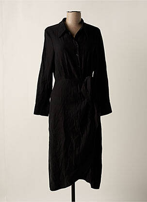 Robe mi-longue coupe fluide manches longues noir ARTLOVE femme