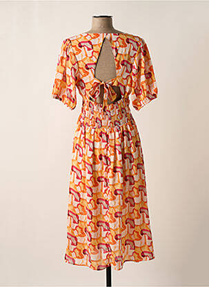 Robe mi-longue imprimé fantaisie manches courtes orange ARTLOVE femme