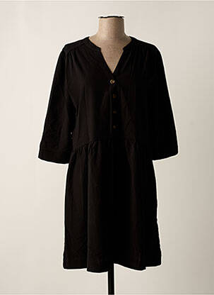 Robe mi-longue manches 3/4 manches 3/4 noir GRACE & MILA femme