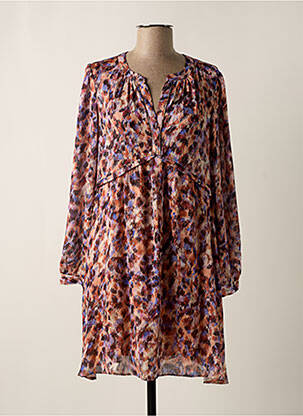 Robe mi-longue coupe évasée manches longues orange ORFEO femme