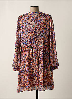 Robe mi-longue imprimé fantaisie manches longues orange ORFEO femme
