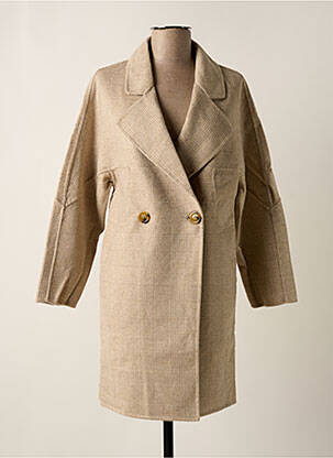 Manteau long coupe droite sans capuche beige ARTLOVE femme