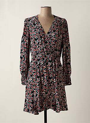 Robe mi-longue imprimé fantaisie manches longues noir AN' GE femme