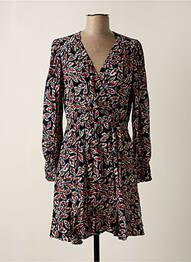 Robe mi-longue imprimé fantaisie manches longues noir AN' GE femme