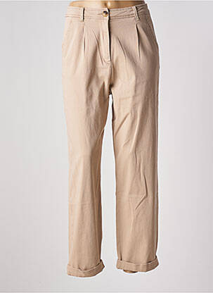 Pantalon droit fermeture zippée sous rabat boutonné beige ARTLOVE femme