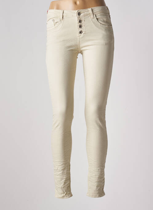 Pantalon slim beige PLACE DU JOUR pour femme