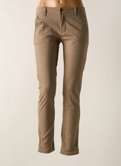 Pantalon slim beige PLACE DU JOUR pour femme