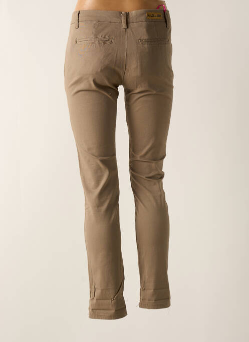 Pantalon slim beige PLACE DU JOUR pour femme