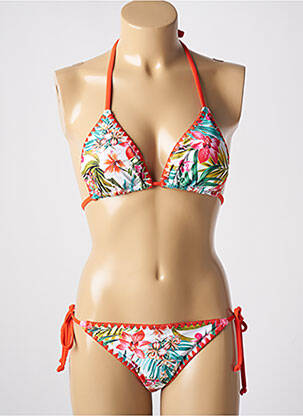 Maillot de bain 2 pièces stretch haut soutien-gorge avec mousse de rembourrage amovible orange LAGON BLEU femme