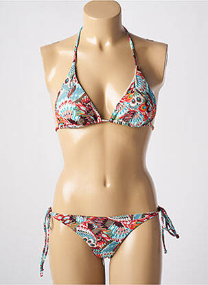 Maillot de bain 2 pièces stretch haut soutien-gorge avec mousse de rembourrage amovible rouge DAG ADOM femme
