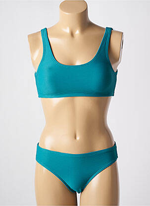 Maillot de bain 2 pièces stretch haut bandeau vert LAGON BLEU femme