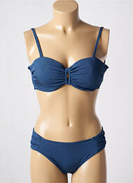 Maillot de bain 2 pièces stretch haut bandeau bleu MISS CARAÏBES femme