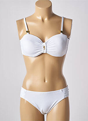 Maillot de bain 2 pièces stretch haut bandeau blanc MISS CARAÏBES femme