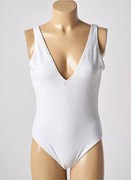 Maillot de bain 1 pièce effet matière satinée haut triangles blanc KIWI femme