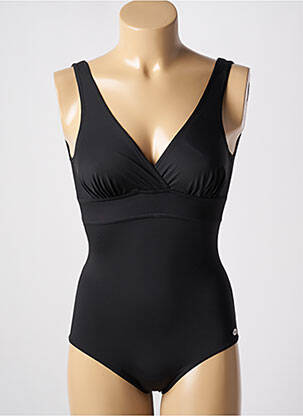 Maillot de bain 1 pièce effet matière satinée haut triangles noir SUN PLAYA femme