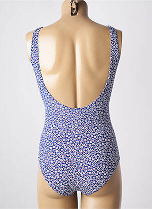 Maillot de bain 1 pièce effet matière satinée haut triangles bleu LAGON BLEU femme