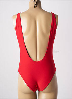 Maillot de bain 1 pièce effet matière satinée haut triangles rouge KIWI femme