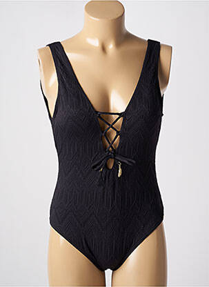 Maillot de bain 1 pièce effet matière satinée haut soutien-gorge avec mousse de rembourrage amovible noir PIHA femme
