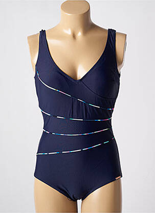 Maillot de bain 1 pièce effet matière satinée haut soutien-gorge moulé bleu YSABEL MORA femme