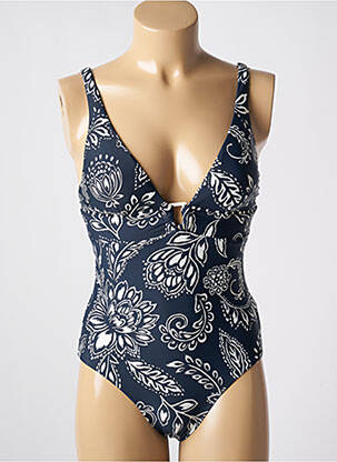 Maillot de bain 1 pièce effet matière satinée haut soutien-gorge avec mousse de rembourrage amovible bleu SEAFOLLY femme