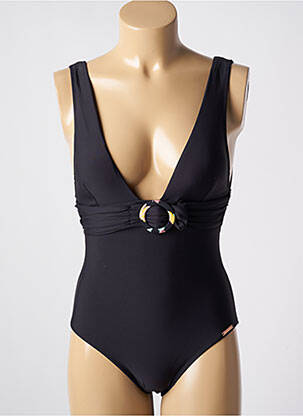Maillot de bain 1 pièce effet matière satinée haut soutien-gorge avec mousse de rembourrage amovible noir YSABEL MORA femme